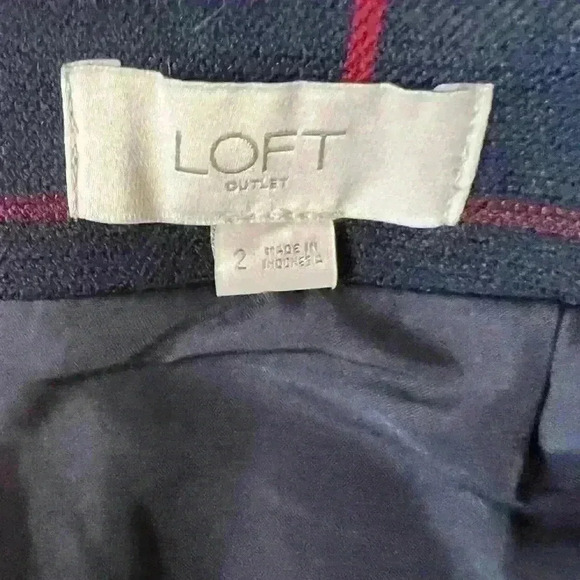 Loft Front Button Check Print Mini Skirt Red/Navy 2 - Picture 7 of 7